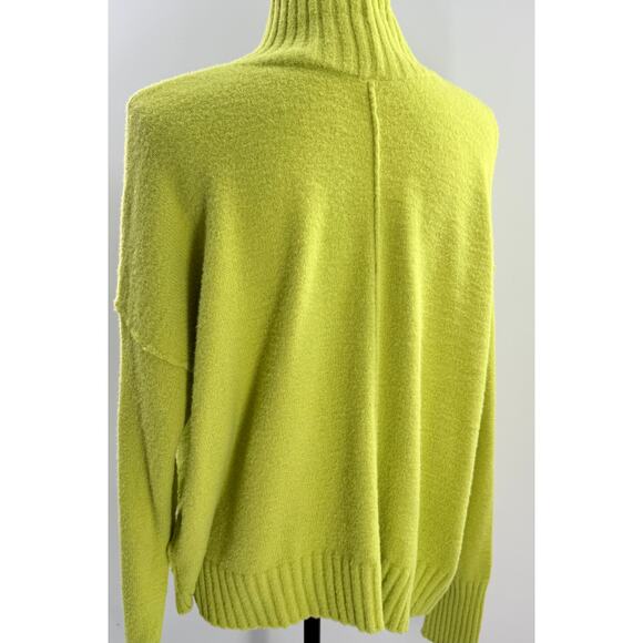 Free People Bright Yellow Green Sweater Turtleneck Mock Neck Knit Top Medium - Picture 6 of 10